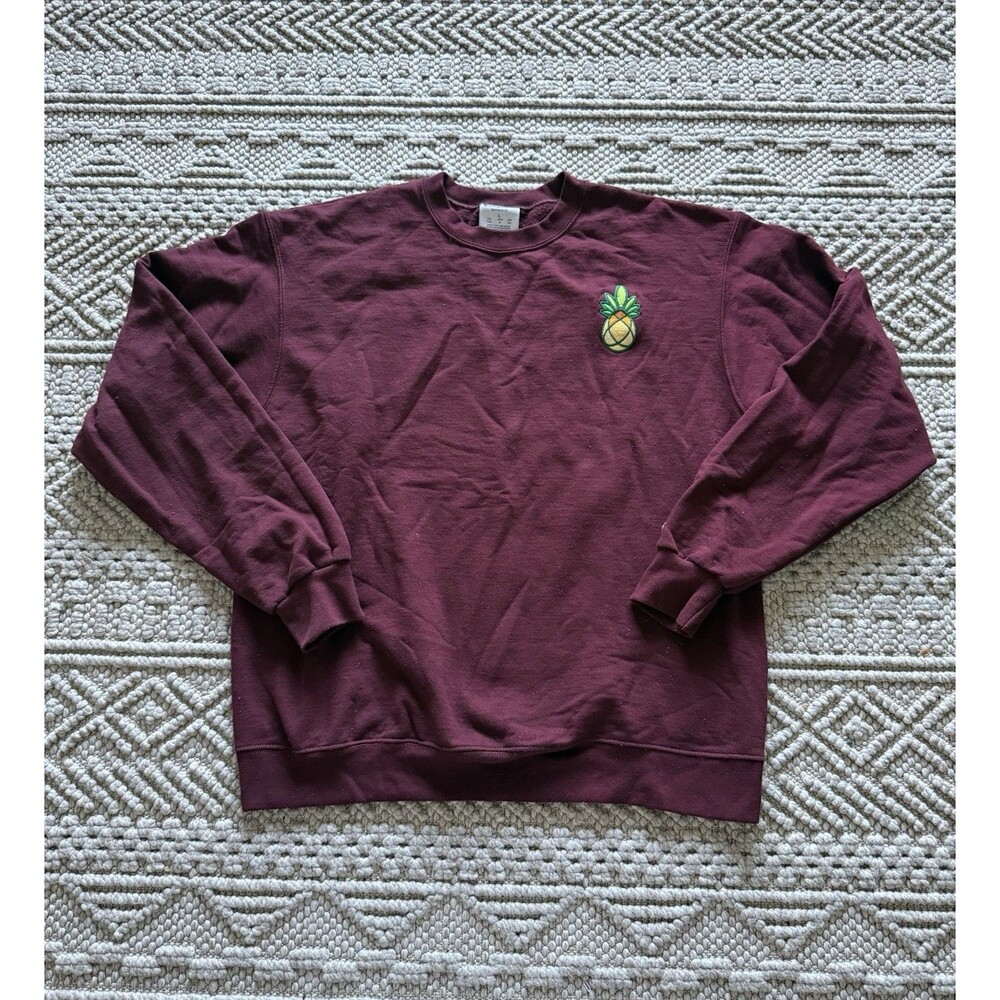 Champion Eco Men’s Maroon Red Crew Neck Pineapple Sweatshirt L Embroidered Logo
